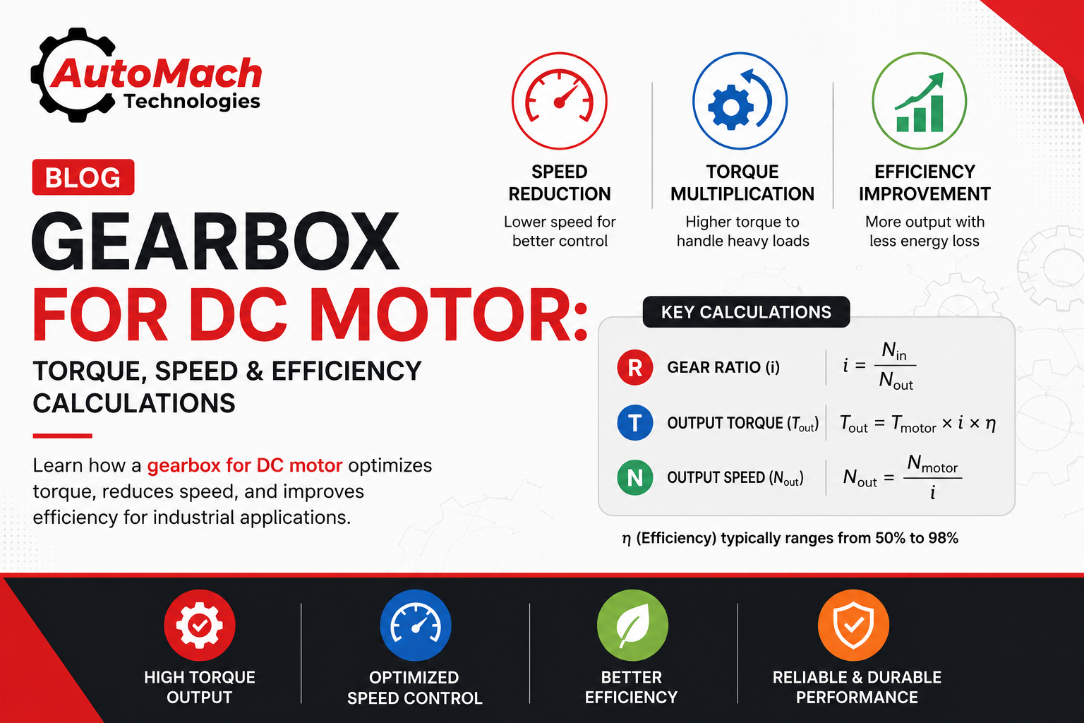 Gearbox for DC Motor: Torque, Speed & Efficiency Calculations