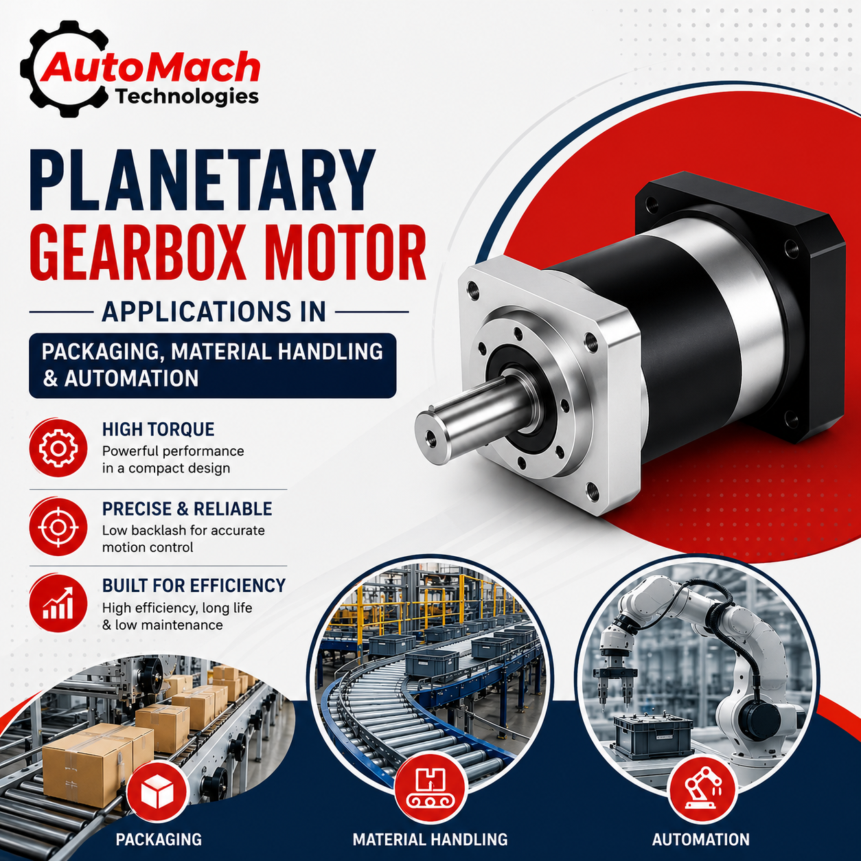 Planetary Gearbox Motor Applications in Packaging, Material Handling & Automation
